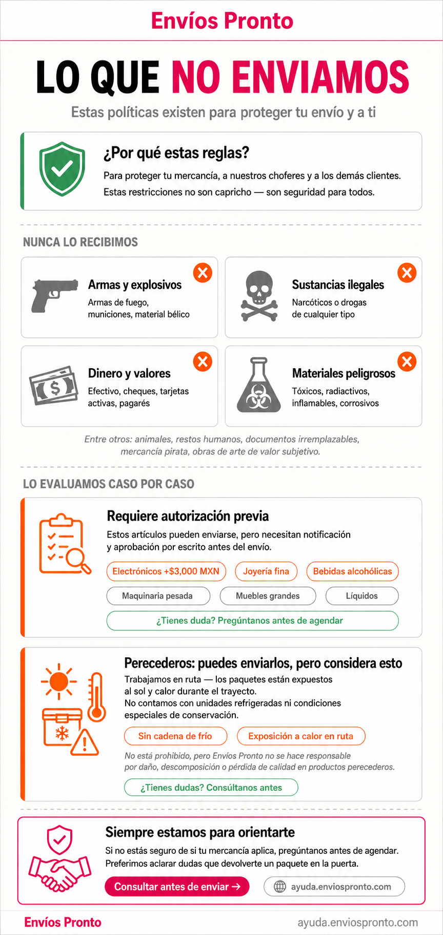 Políticas de envío y restricciones de mercancía